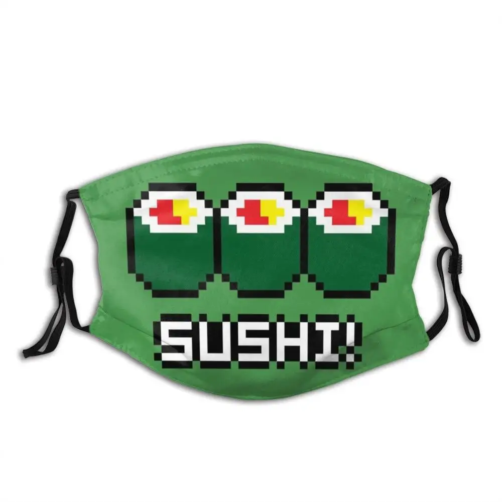 8 - Bit Sushi Grappige Print Herbruikbare Pm2.5 Filter Gezichtsmasker Pixel 8 Bit Byte Sushi Nori Roll Rijst Japanse maki Nigiri Retro