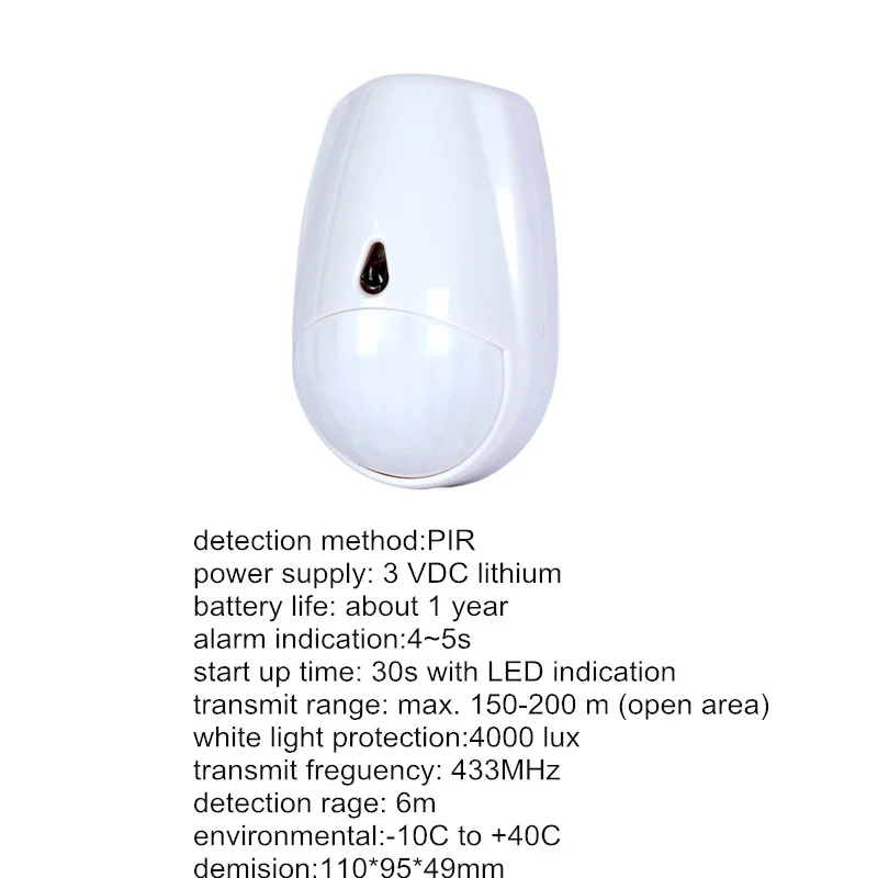 Meian-Sensor de movimiento PIR, Detector de movimiento de gran angular, MC-335R inalámbrico, 433Mhz o 868Mhz, Compatible con sistema de alarma de