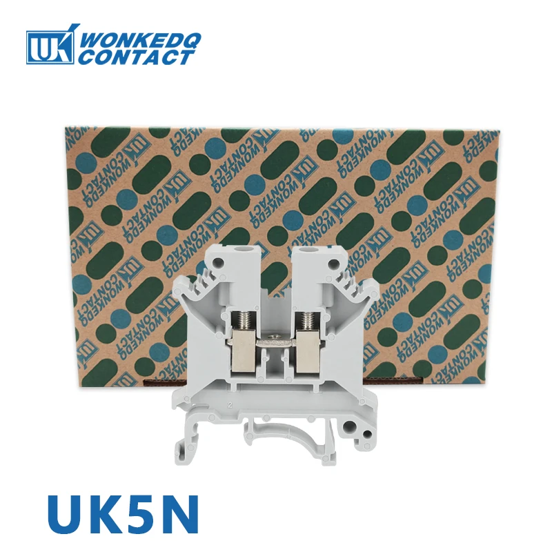 UK 5N Screw Feed-through Terminal Block Din Rail 0.2-4mm² Electrical Connector Universal Plug Connductor Wire UK5N