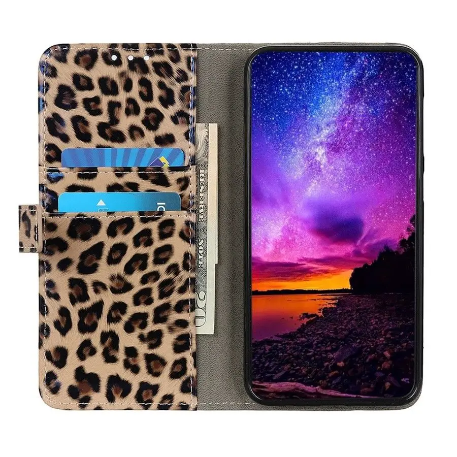 Leopard leather case for Samsung Galaxy a20s, A51, A71, A81, A91, handmade, for girls and women