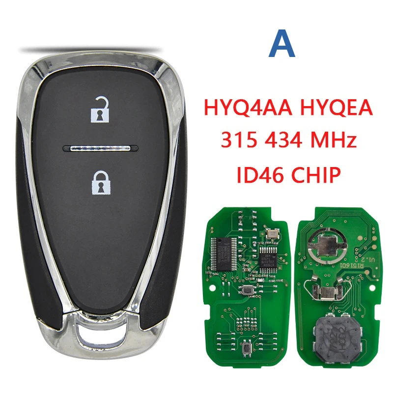 

Smart Keyless Car Key For Chevrolet Cruze Spark Camaro Equinox Malibu 2017 2018 Remote HYQ4AA HYQ4EA ID46 Chip 315/434Mhz