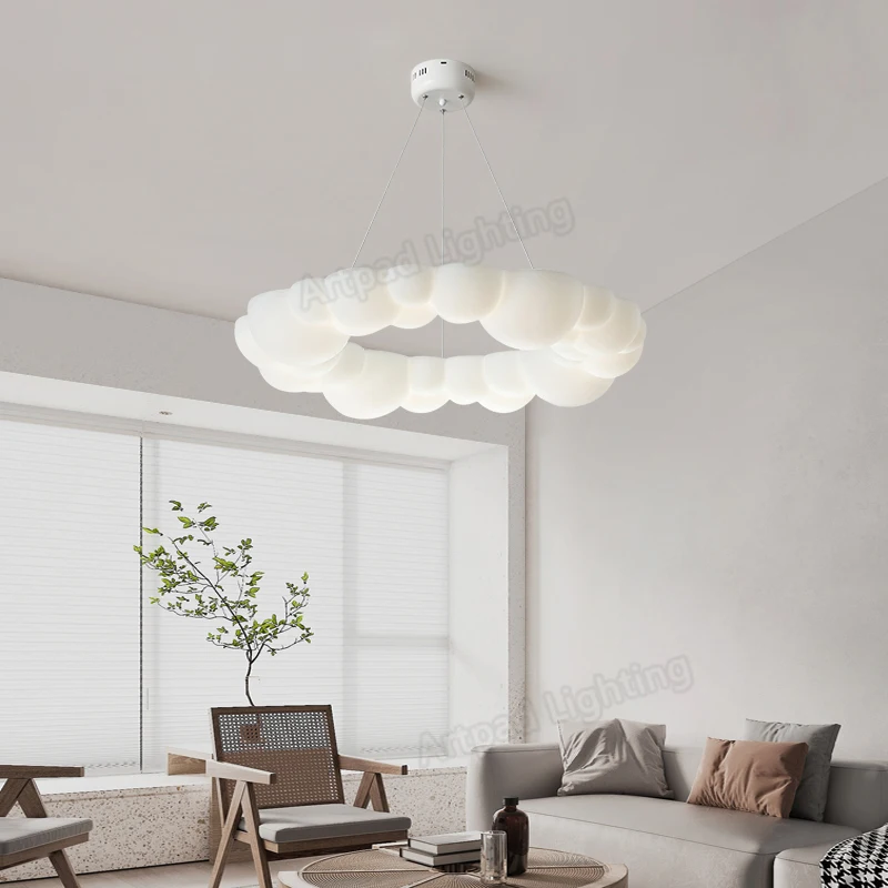 Imagem -03 - Nordic Bolha Nuvem Pingente Lâmpada para Sala de Estar do Miúdo Decoração Interior Branco Suspensão Iluminação Teto Quarto Moderno