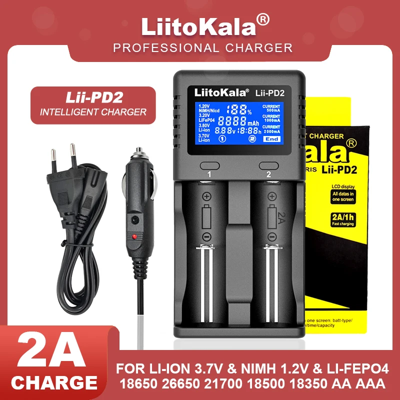 Liitokala Lii-PD2 Lii-PD4 Lii-402 3.2V 3.7V 3.8V 1.2V 25500 18650 18350 26650 20700 14500 NiMH bateria litowa LiFePO4 ładowarka baterii