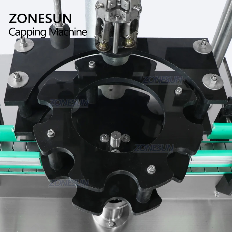 ZONESUN Custom Automatic Glass Alcohol Drink Bottle Ropp Pilfter Proof Metal Cap Locking Crimping Capping Machine