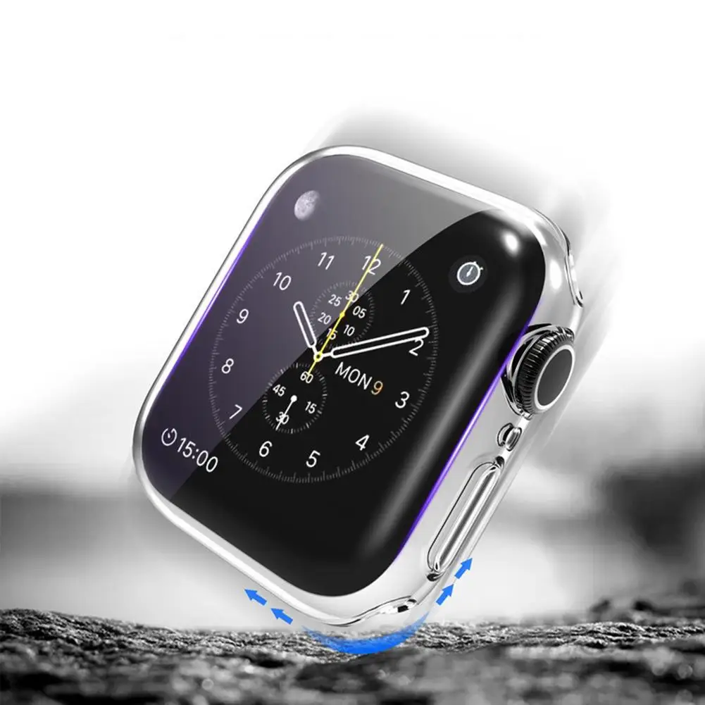 Capa transparente para apple assista caso 7 45mm 41mm iwatch 7 tpu pára-choques protetor de tela clara apple relógio acessórios