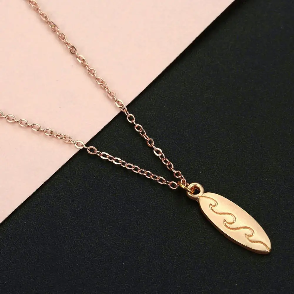 Chandler Surfboard Necklace For Women Girls Surfing Dainty I love Surfer Necklaces Wave Summer  Fashion Beach Jewelry Wholesale