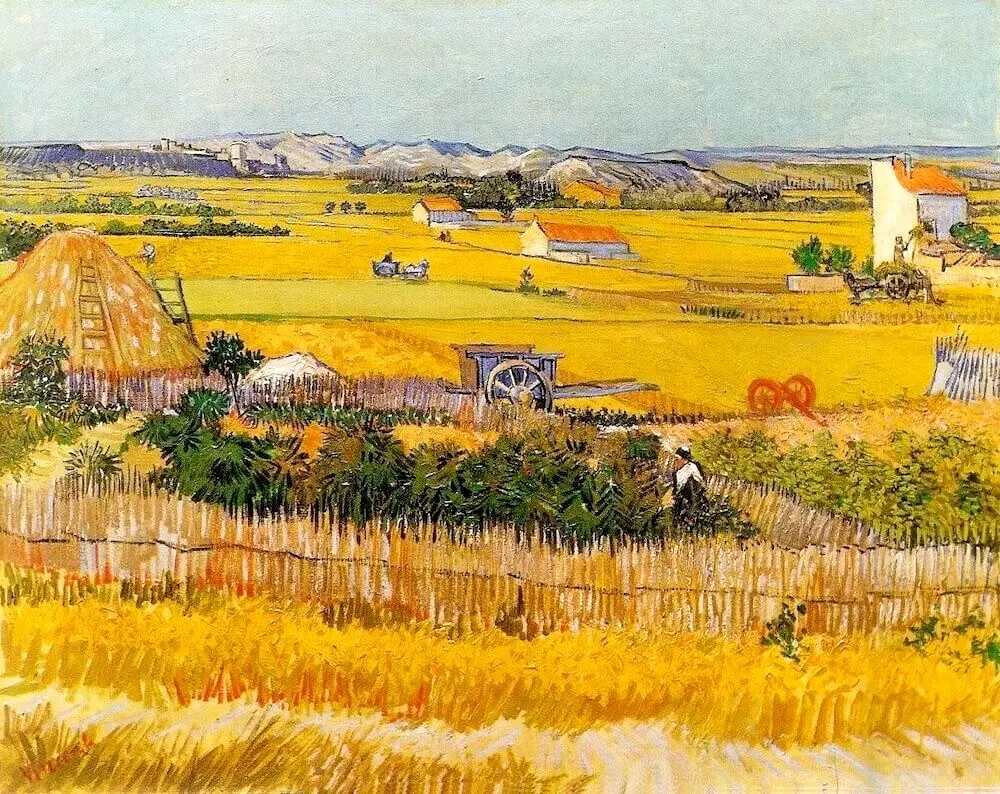 

Hand Painted Famous Oil Painting Reproduction Harvest at La Crau, 1888 by Vincent Van Gogh Painting on Canvas Impressionist