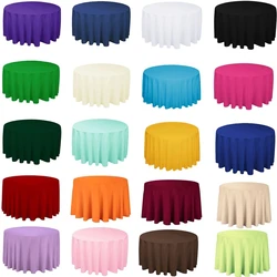 Nappe Ronde en Polyester de 22 Couleurs, Blanc, Noir, Rouge, Vert, Bleu, Or, Couverture de Table Solide pour ixde Mariage, Décoration de Maison