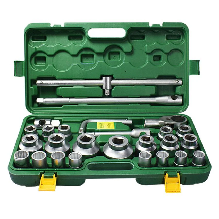 

26Pcs Heavy Duty Socket Tool Kit Mechanic Repair Socket Wrench Combination Multi-Functional Portable Repair Hardware Tools Kit