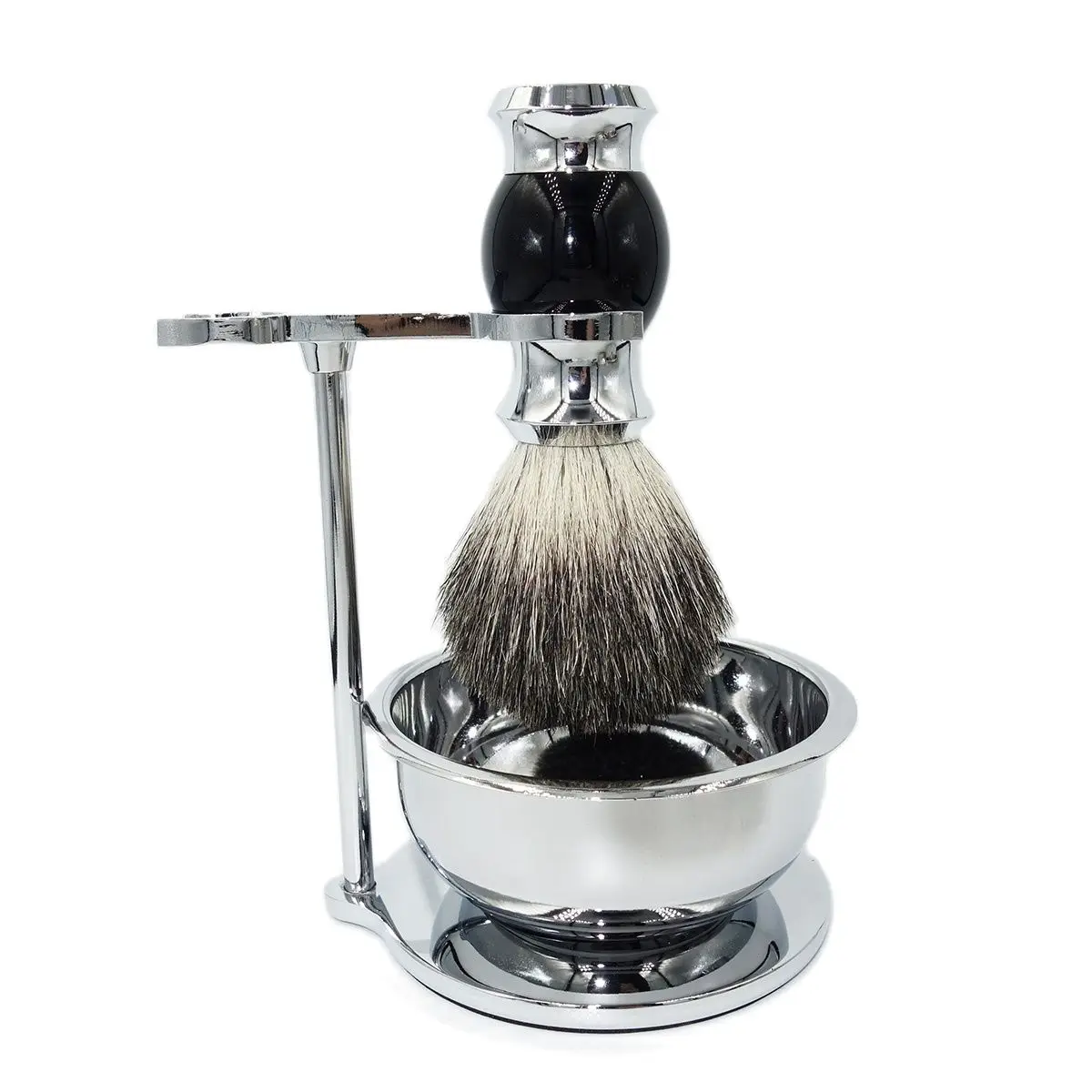 

Classic Honey Pure Badger Hair Barber Brush for Beard with Heavyweight Stand Holder and Mug Bowl Original Father's Day Gift