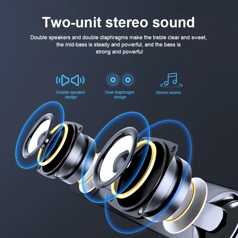 USB Wired Speaker Computer Bluetooth Speaker LED Light Bar Stereo Subwoofer Bass Speaker Surround Sound Box For PC Laptop Phone