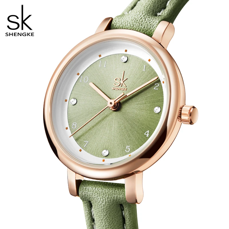 Shengke Women Watches Slim Leather Strap Mini Dial Japanese Quartz Movement Elegant Relogio Feminino Gift Watch Reloj Mujer Girl