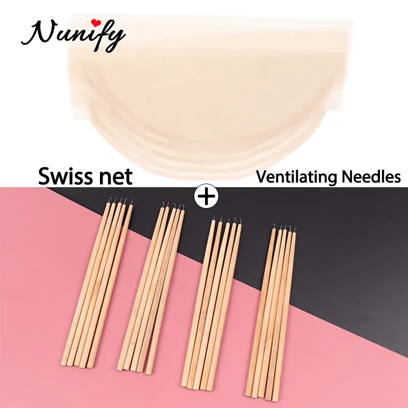 4*4 13*4 5*5 Swiss Lace Net With Ventilating Needle Set For Making Wigs Durable Metal Holder Ventilating Needle For Human Hair