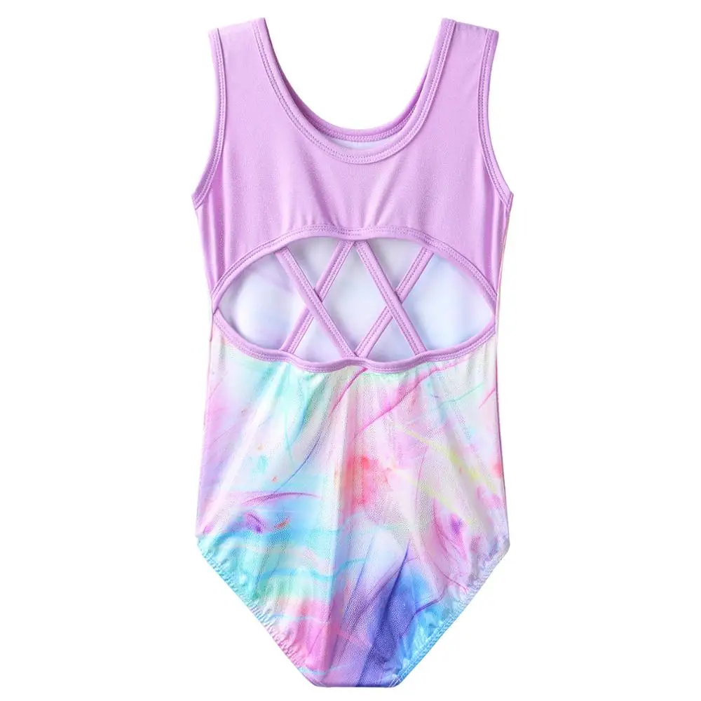 BAOHULU Toddler Girls Colorful Lines Leotards for Gymnastics Kids Gymnast Jumpsuit Dance Bodysuit Teens Athlete Skating Leotard