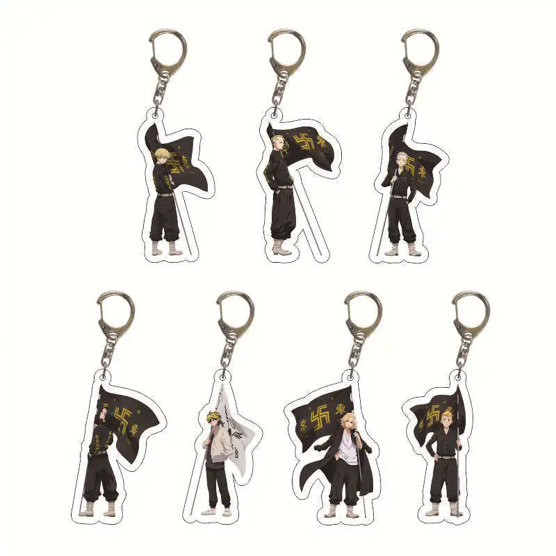 Tokyo Revengers Anime Tokyo Avengers Cosplay Keychain Manjiro Ken Takemichi Hinata Atsushi Chibi Kawaii Bag Key ring Props 6CM