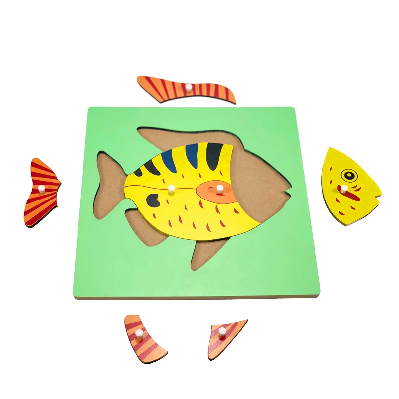 Baby Toys Montessori Materials Botany Zoology Puzzles Plastic Pegged Grab Wood Board Panel Early Educational Preschool Training
