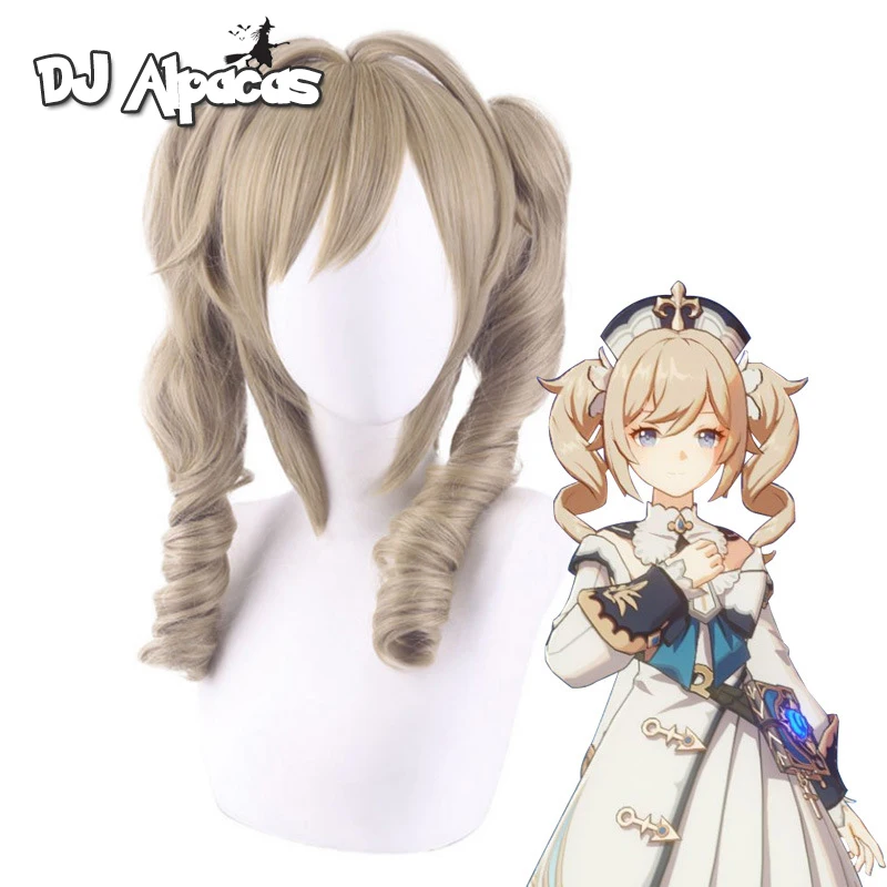 Genshin Impact Barbara Westwind Knights Praying Priest Curly Ponytail Cosplay Wig Hair Disfraz De Halloween Para Mujer