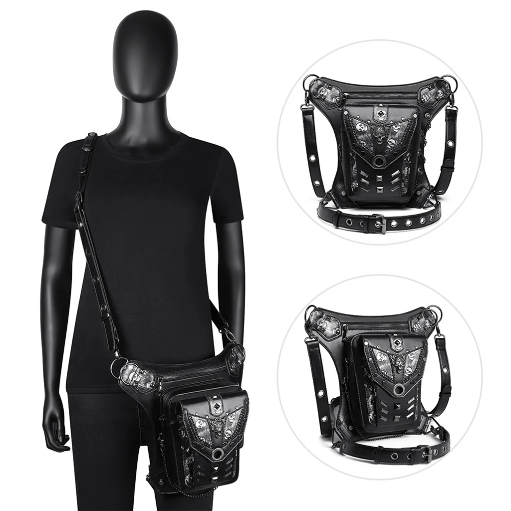 Gothic Steampunk Waist Bag Fanny Pack Satchel Leg Drop Bag Hip Holster Purse