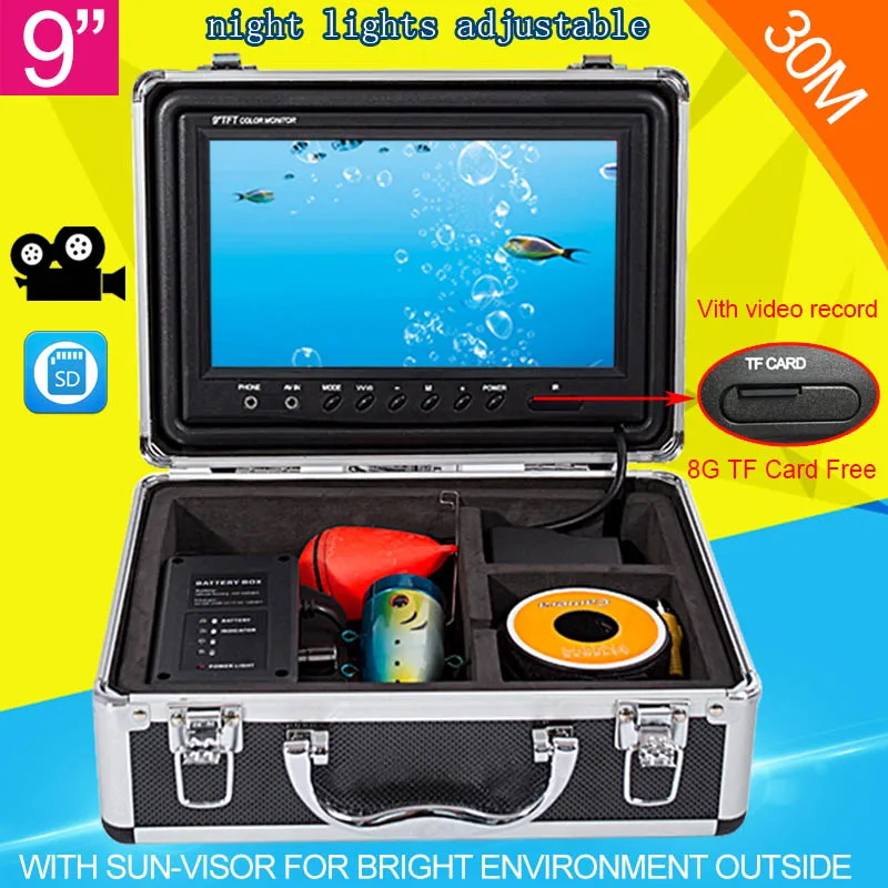 WF09 30M DVR 9inch display screen visible, underwater camera, fishing,  salvage tool professional, underwater 30M visible