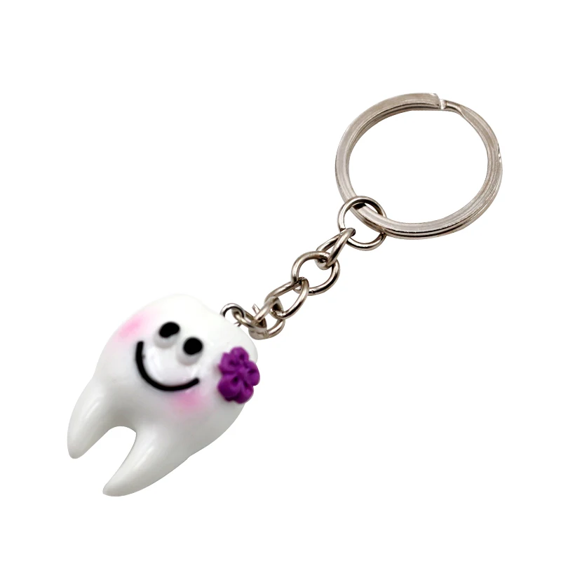 10pcs Dental Teeth Shape Model Simulation Tooth Key Chain Fashion Cartoon Lovely Girls Gift Pendant Teeth Key Chain