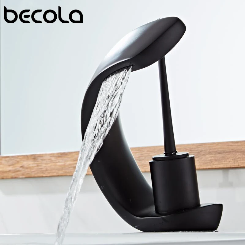 

Becola Luxury Black Crane Basin Taps Modern White Chrome Faucet Bathroom Basin Faucets Hot Cold Water Sink Tap Mixer