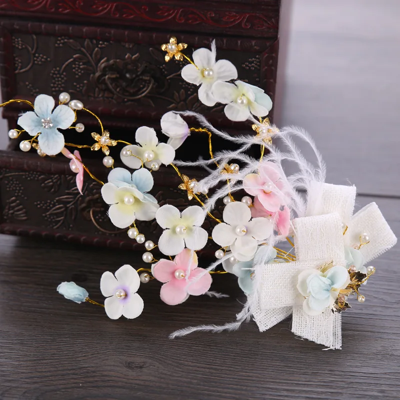 

Mingli Tengda Fund Colour Flower Headwear Manual Hair Decorate Bride Flower Bride Ornaments Wedding Bridal Hat Accessories Tiara