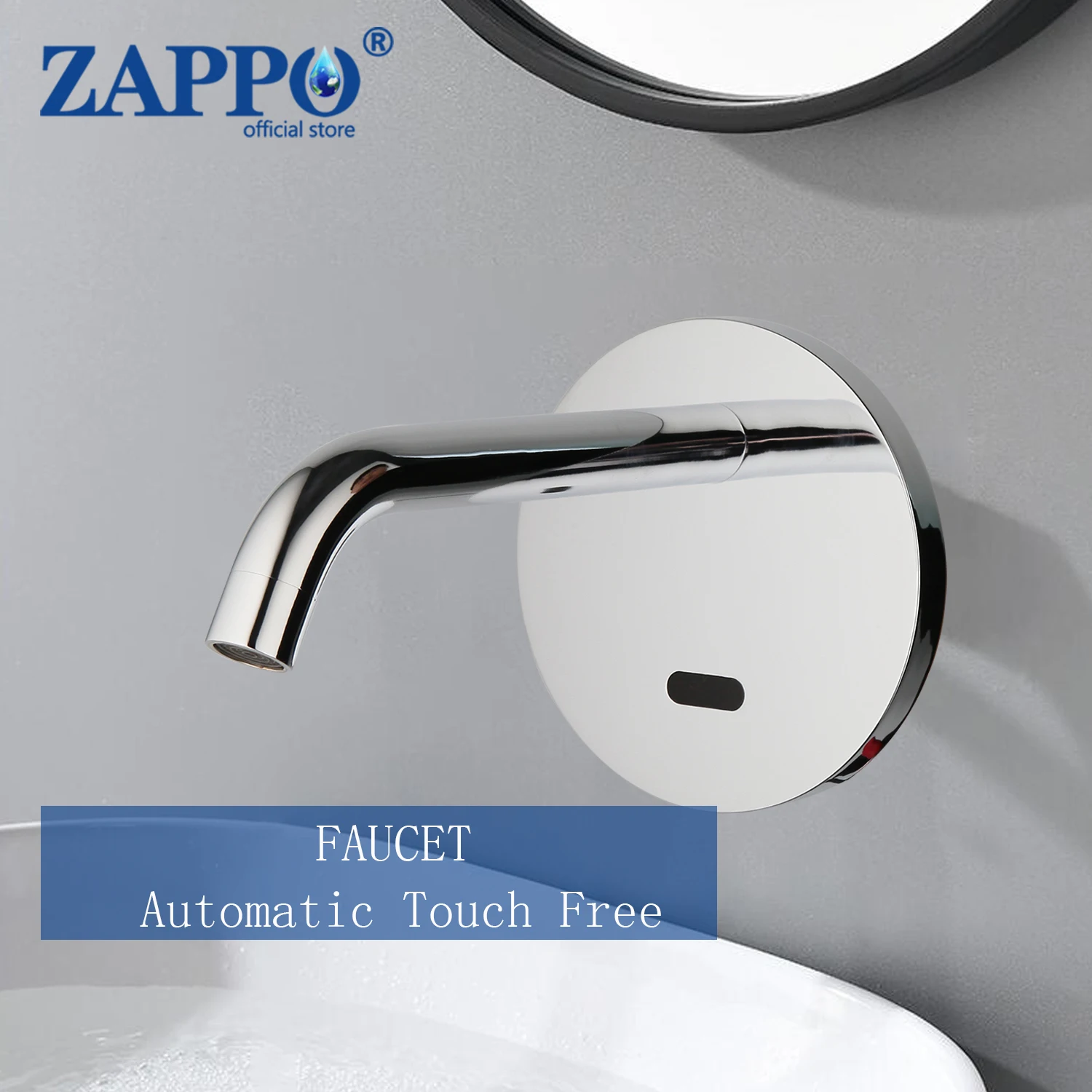 

ZAPPO Chrome Polished Automatic Touch Free Sensor Bathroom Faucets Single Cold Basin Solid Brass Sink r Tap Faucet Tap