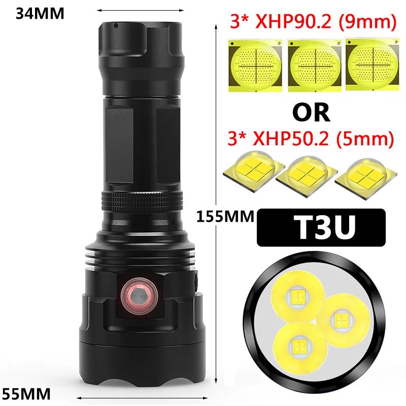 XHP90.2 High Quality Ultra Bright Tactical Led Flashlight Powerful Torch Usb Rechargeable 18650 26650 Battery Waterproof Lantern