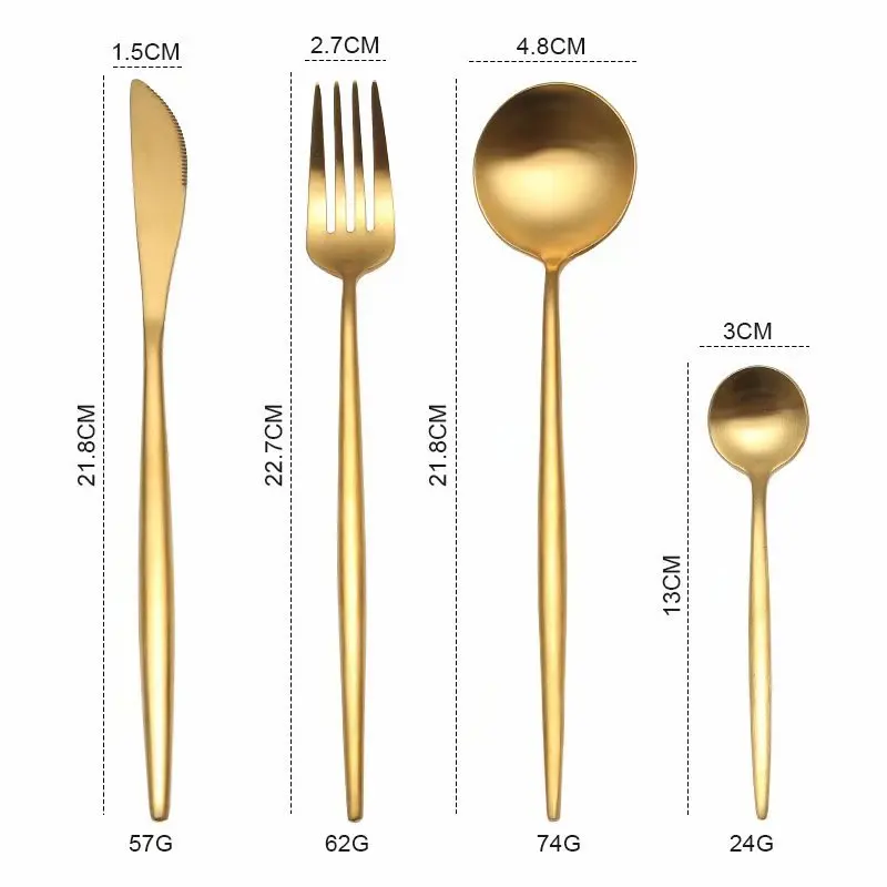 Spklifey Gold Cutlery set Forks Knives Spoons Chopsticks Stainless Steel Gold Dinnerware Set Western Tableware Flatware set