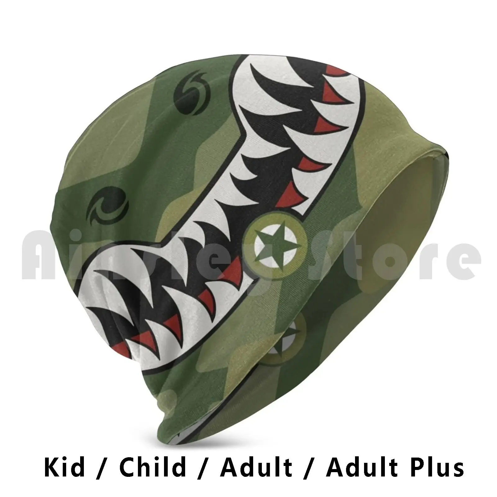 Shark Fighter Beanies Pullover Cap Comfortable Shark Teeth Fighter Pilot Plane Military A10 Warthog A10 Thunderbolt