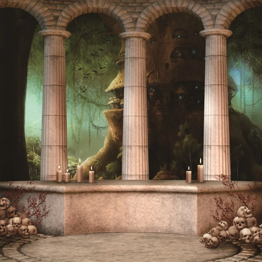 Laeacco Photo Background Old Woodden shelf Book Candles Skull Laboratory Interior Photography Backdrops Photocall Photo Studio