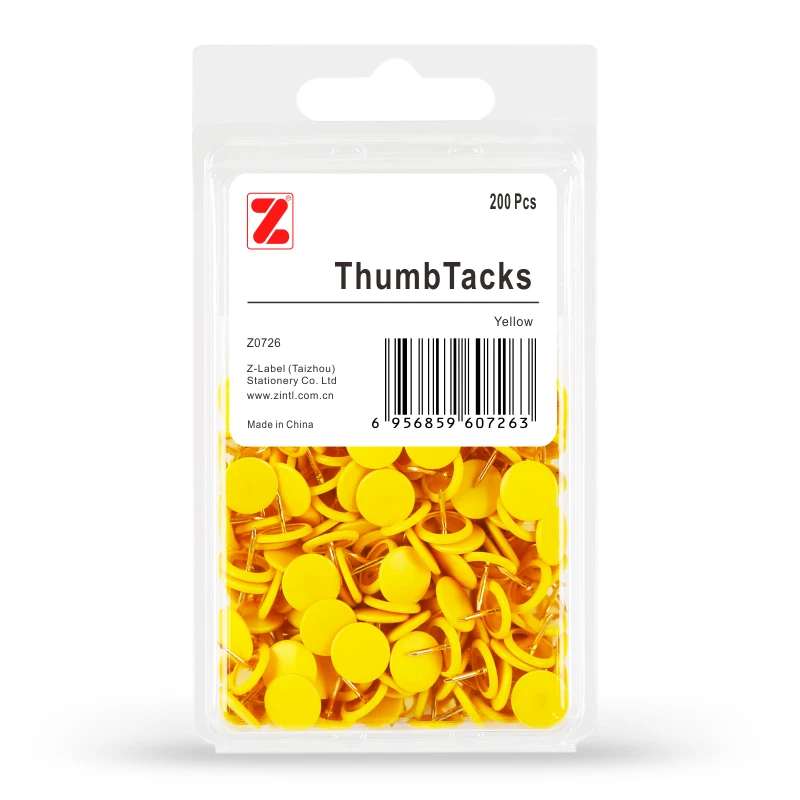 200 pces Z-LABEL amarelo thumbtack softwood unhas pushpin 14 cor