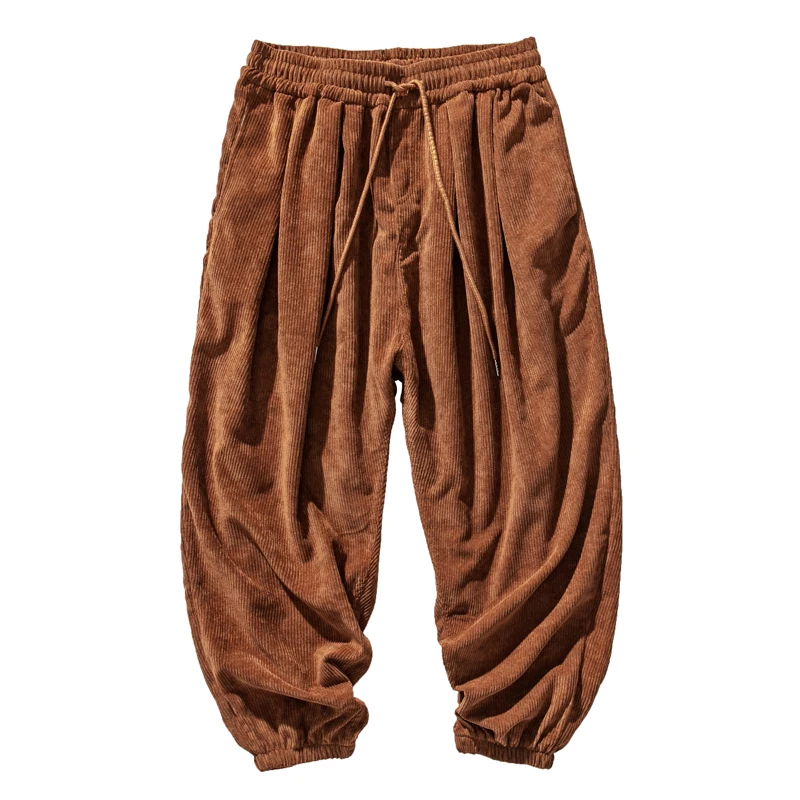 Chinese Style Loose Plus Size Corduroy Pants Spring Autumn Japanese Streetwear Baggy Pants Harajuku Jogging Fashion Trousers Men