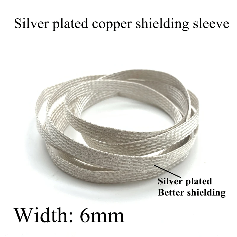 1Meter Silver Plated Braided Sleeve 6 mm Metal Sheath Anti Interference Screening Audio Speaker Wire Wrap Signal Cable Shielding