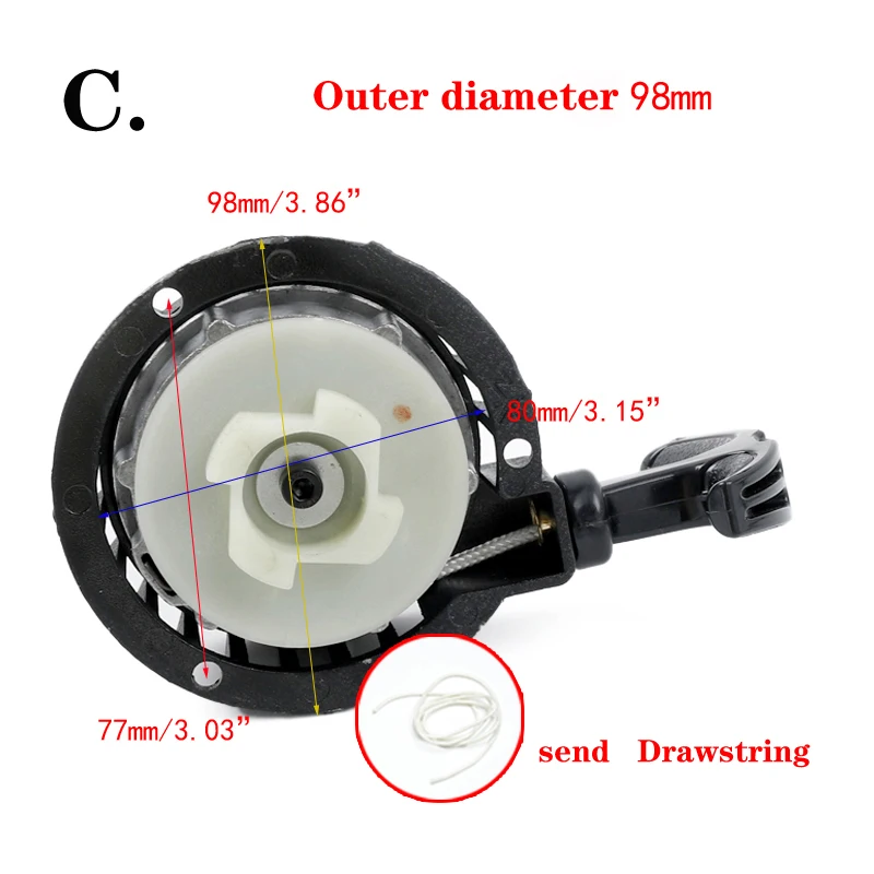 Aluminium Pull Starter Gemakkelijk Te Trekken Fit 47cc 49cc 2 Stoke Mini Dirt Pocket Pit Bike Moto Atv Quad 2 Takt Mini Moto