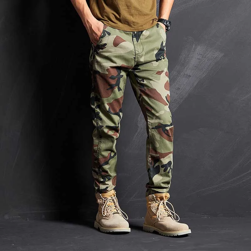 Fashion Camo Joggers Pants Men Casual Taper Fit Military Army Trousers Cargo Pants Man Clothing