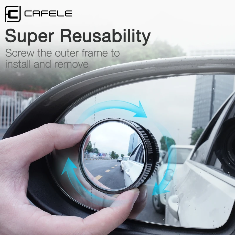 CAFELE 2PC Car Mirror Blind Spot Mirror HD 360 Degree Wide Angle crew Suction Cup Adjustable Auto Rearview Mirror Car Assessory