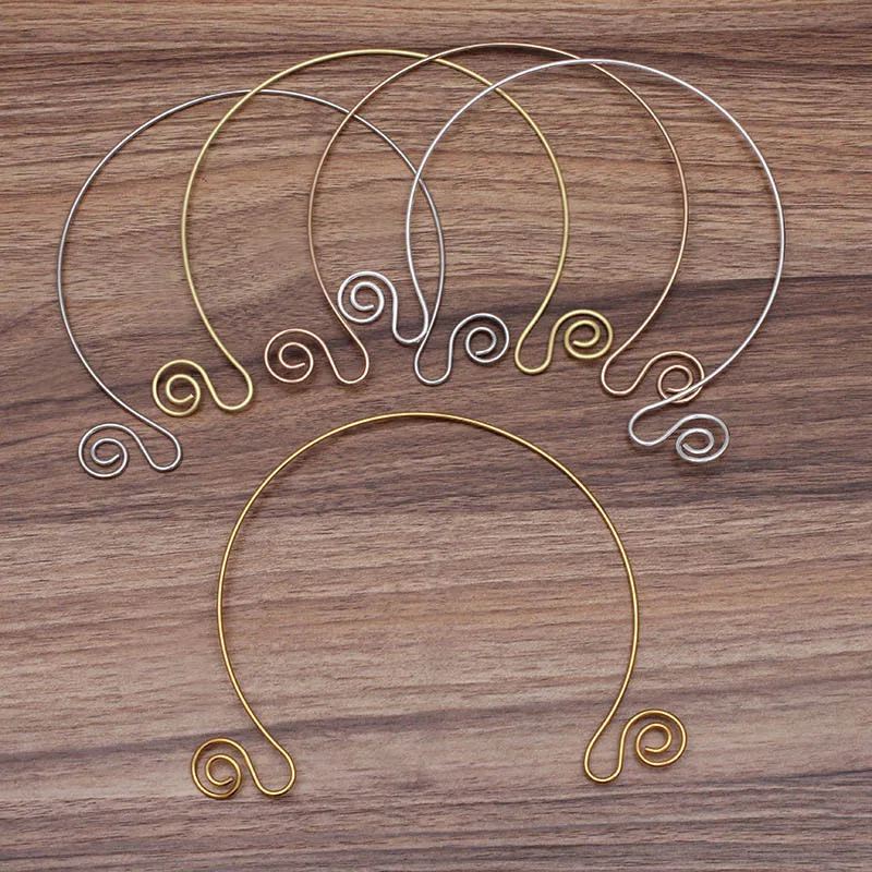 

5pcs Wire Copper Necklace Adjustable Meatl Choker with Pendants Hooks Jewelry Supplier for DIY Charm Fashion Necklace Head Hoop