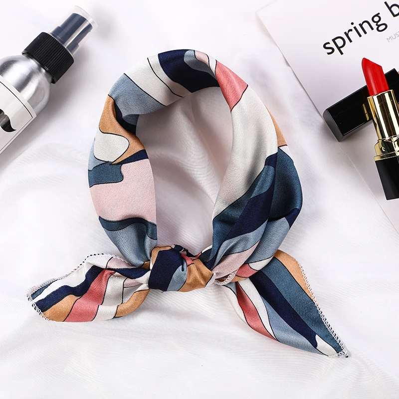 Square Silk Scarf 2023 Fashion Silk Satin Print Small Head Neck scarf Women Headscarf Kerchief Female Bandana Shawl  Accessories