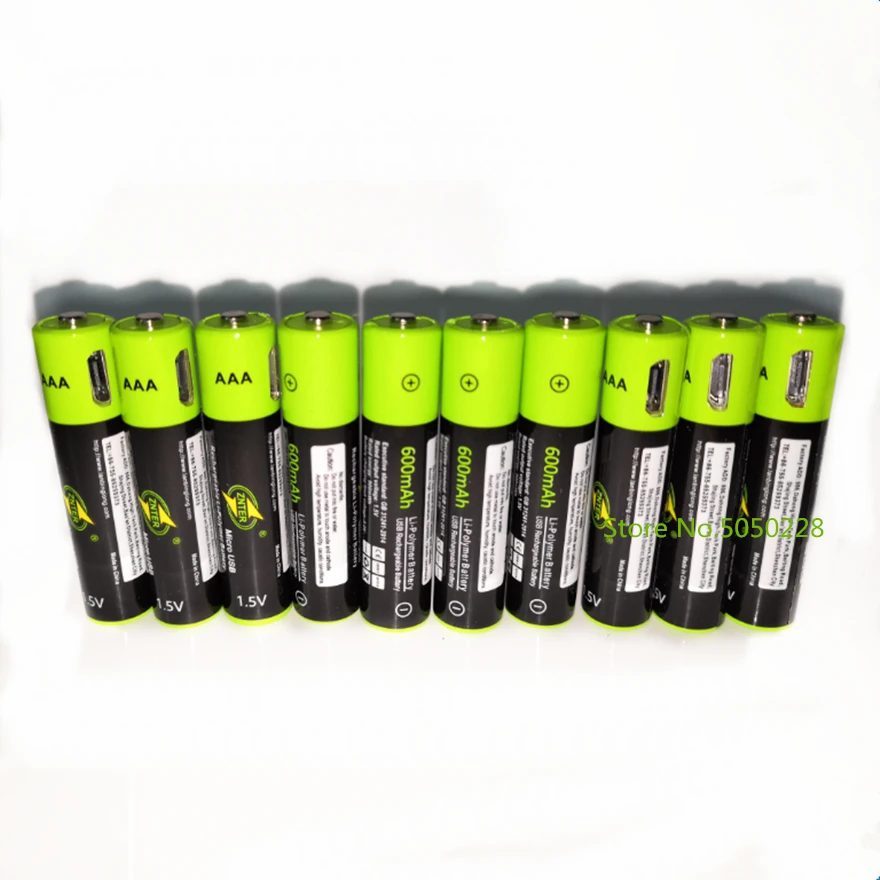 

10pcs/lot ZNTER 1.5V AAA rechargeable battery 600mAh USB rechargeable lithium polymer battery fast charging via Micro USB cable