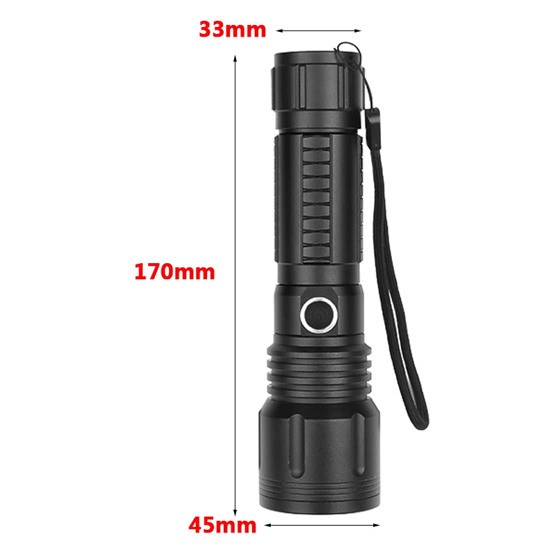 XHP70 Powerful Led Flashlight Torch Aluminum Zoomable Waterproof IPX6 Power 18650 or 26650 Battery FlashLight Camping Light 20W