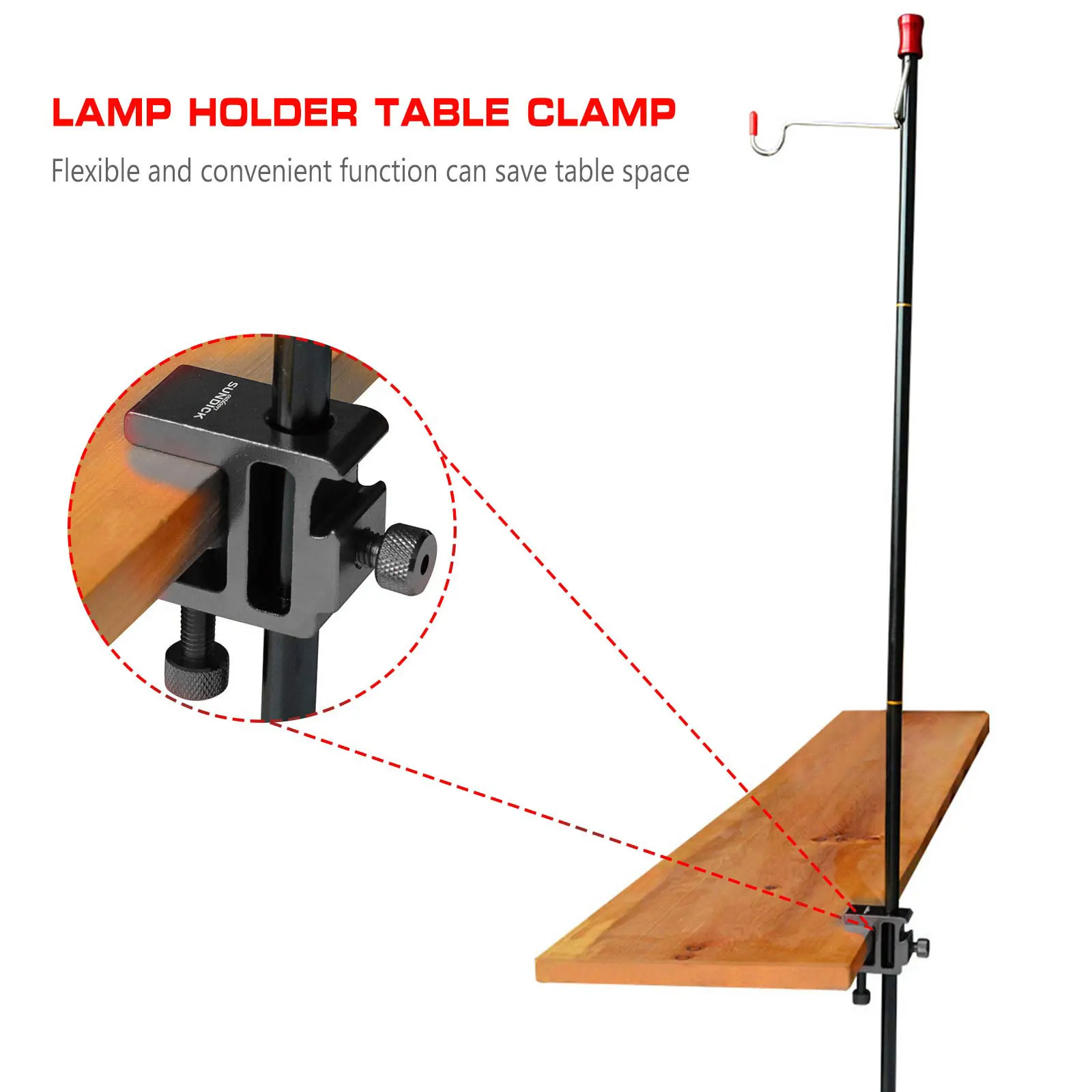 SUNDICK Lantern Stand Clip For Light Pole Table Fixing Aluminum Alloy Clamp Outdoor Hanging Holder Outdoor Camping Tools