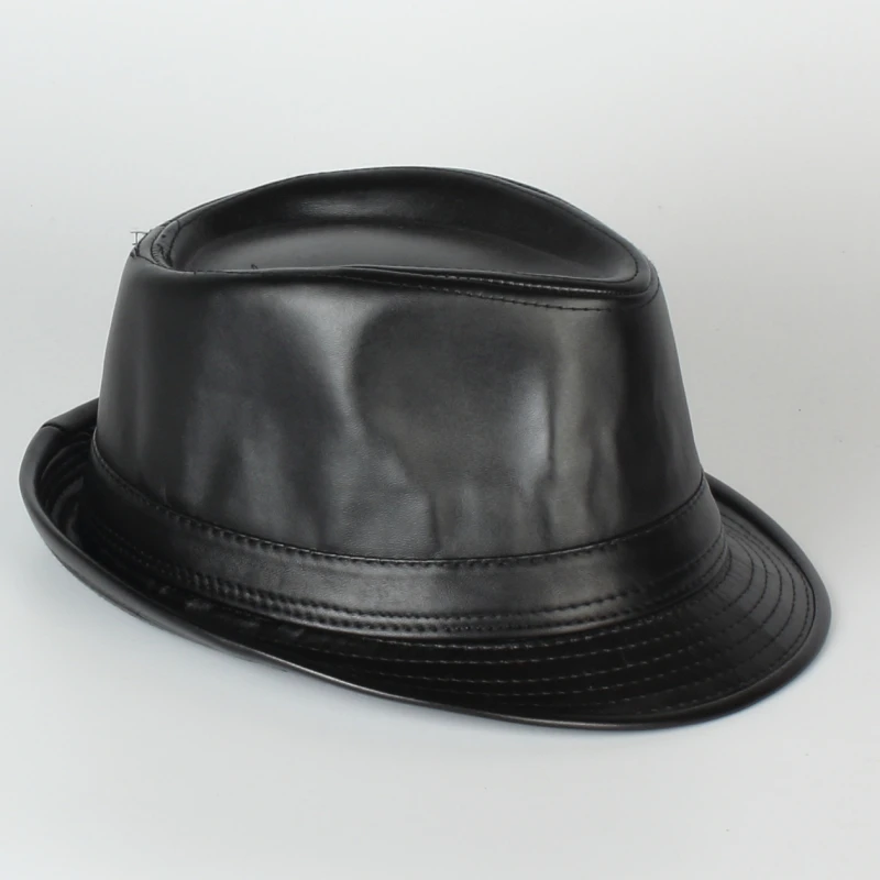 Wholesale Fashion simple PU hats new autumn and winter PU leather fedora hat for women and men