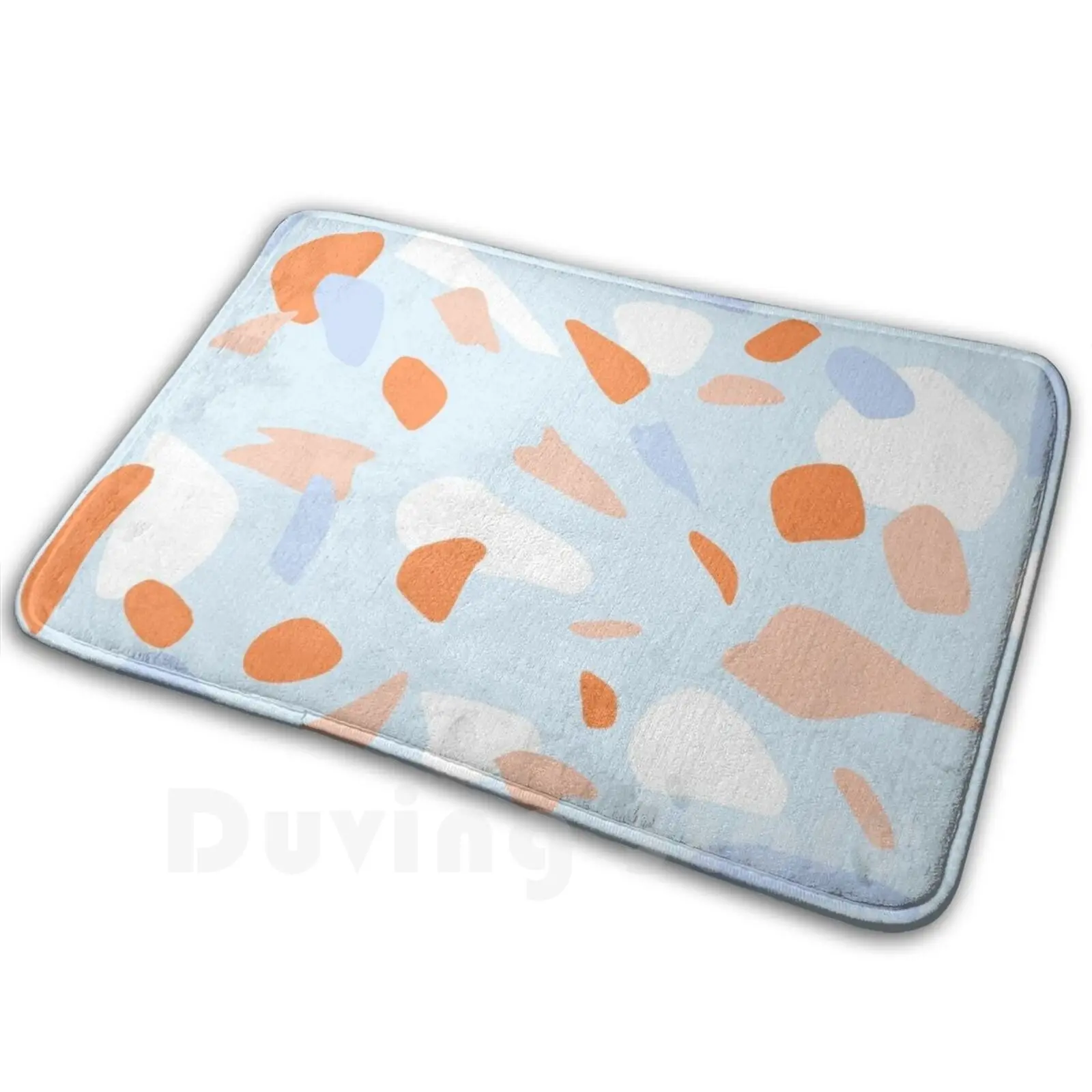 Pastel Blue Terrazo Soft Non-Slip Mat Rug Carpet Cushion Pink Terrazzo Pastel Color Blue White Cute Soothing Calm