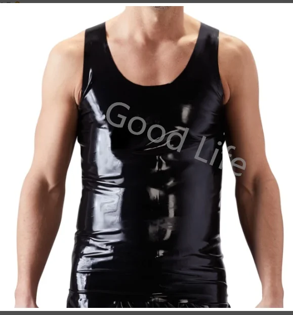 

Handmade Black Mens vest Fetish Exotic Latex Rubber Gummi Tank Tops Undershirt Muscle Shirt