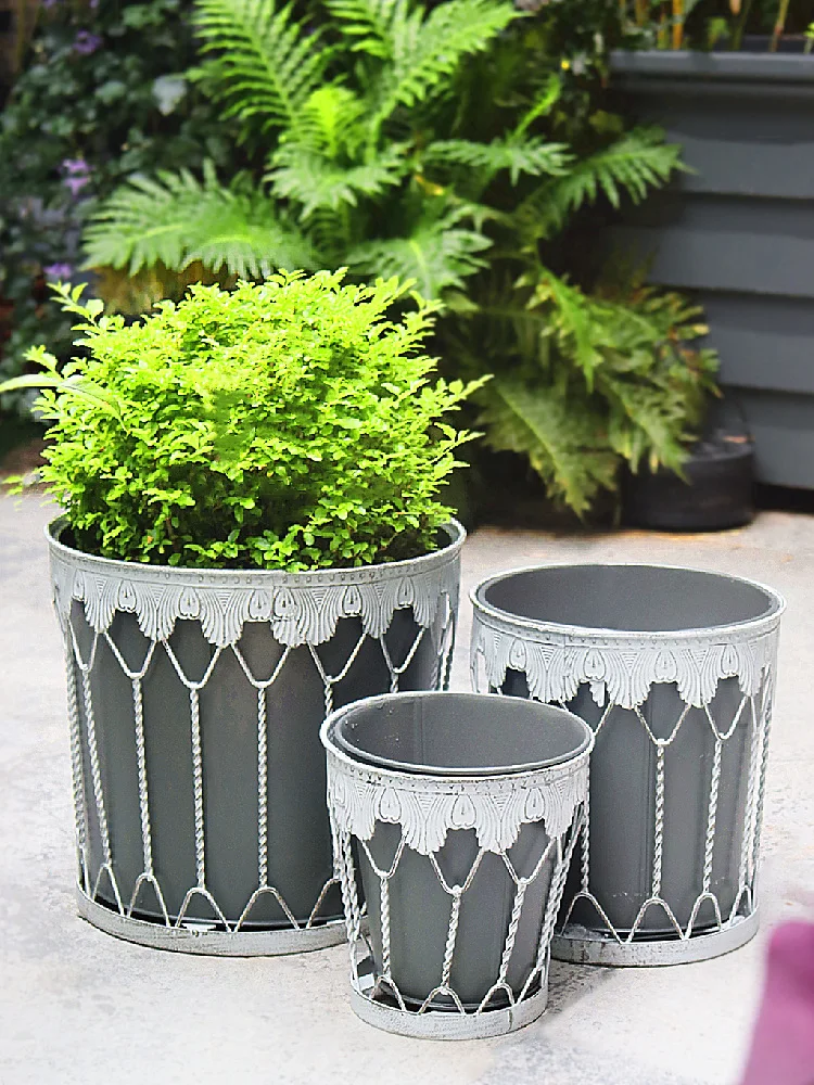 

Nordic Retro Iron Art Flowerpot Garden Courtyard Layout Balcony Outdoor Flower Stand Decoration