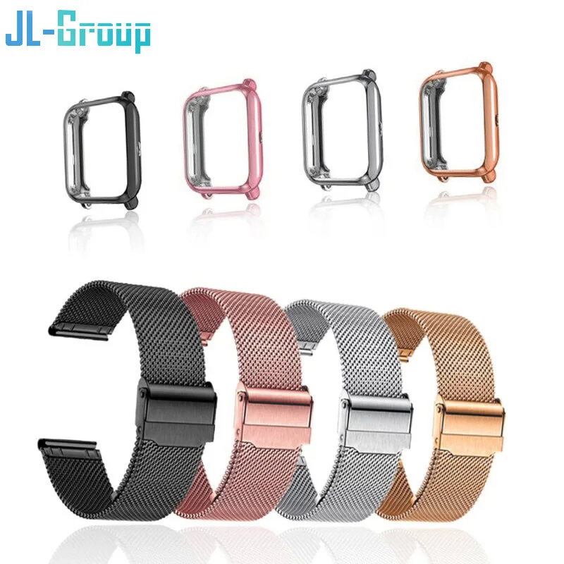 20mm Strap For Amazfit Bip 3 5 S Lite GTS 3 2 Mini Band With Case Metal Bracelet Amazfit Bip Film Screen Protector Watchband