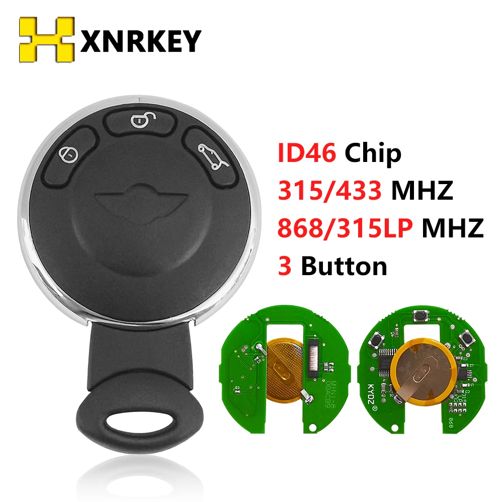 XNRKEY KR55WK49333 Smart Key for BMW Mini Cooper 315 433 868/315LPMHZ ID46 PCF7945 Chip with Yellow Battery Remote Control Key