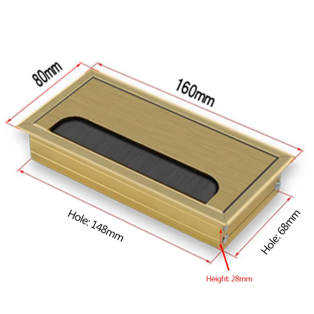 1Pcs Schreibtisch Top Gewinde Box Aluminium Threading Loch Abdeckung Box Für Computer Schreibtisch Mit Gebürstet Draht Threading Box