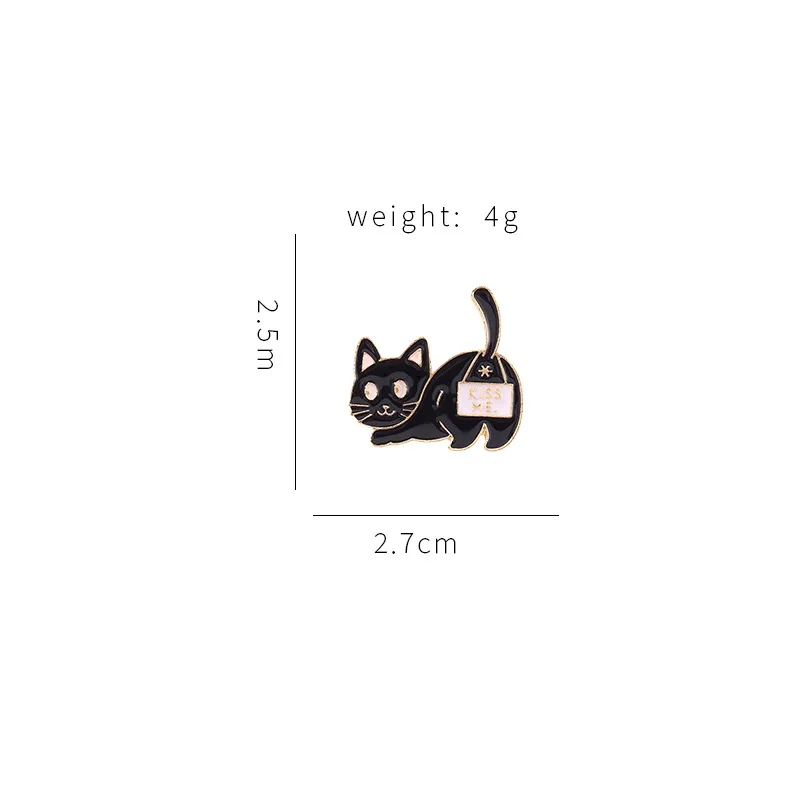 Funny Kiss Me Cute Black Cat Enamel Pins  Brooches Lapel Badge Cartoon Animal Jewelry Gift for Kids Friends